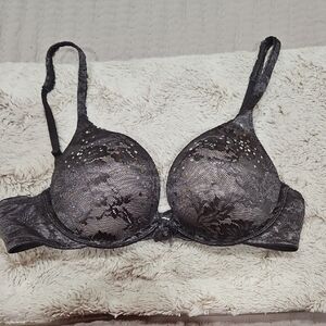 Victoria's Secret Black Lace Push-Up Bra with Sequin Accents